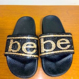 Bebe glitter logo slides 